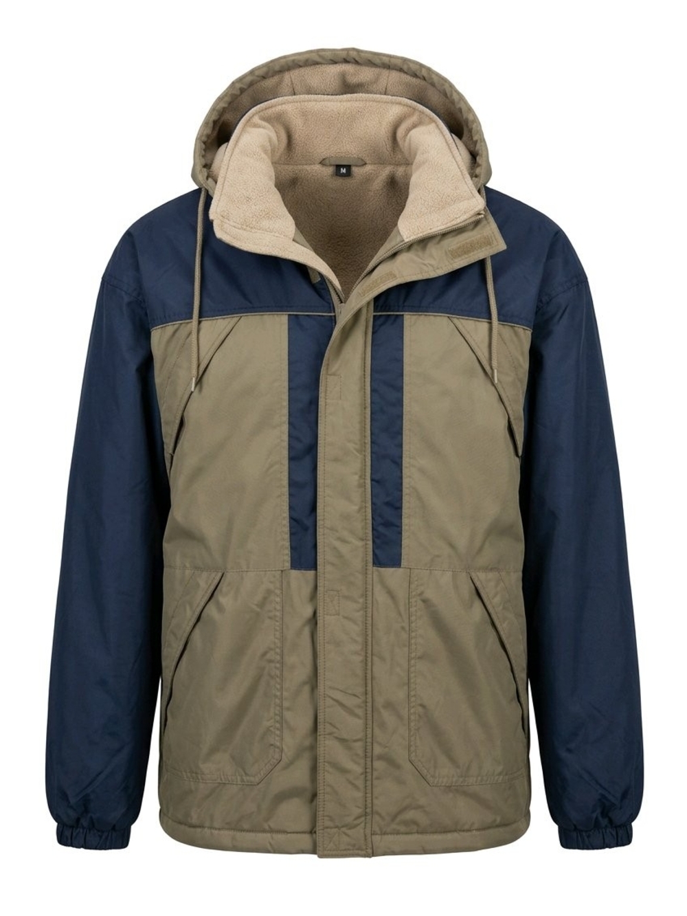 Avalanche Apparel Men's XL Two-Tone Winter Parka Jacket - Blue & Tan Hooded Coat